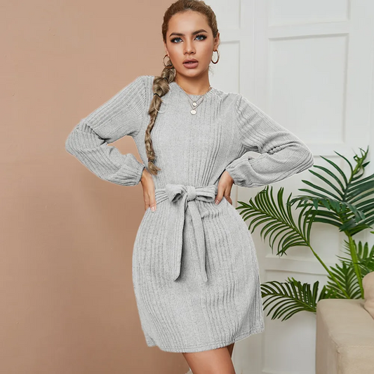 Round Neck Knitted Bandage Dress