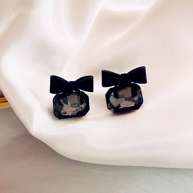 Black Bow Stud Earrings