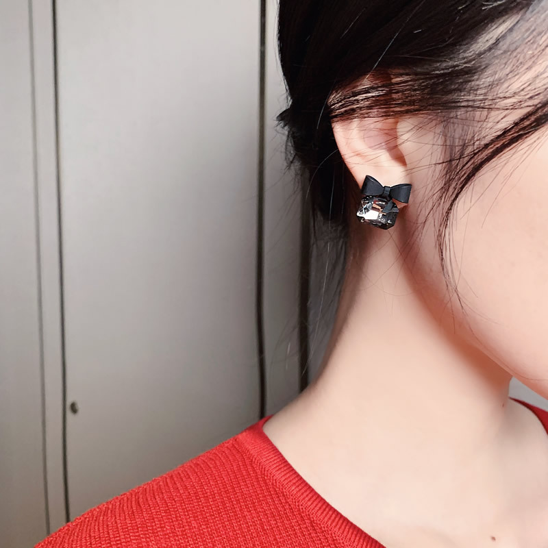 Black Bow Stud Earrings