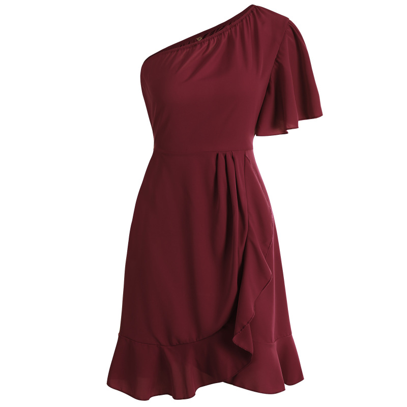 Elegant Ruffled One Shoulder Dress