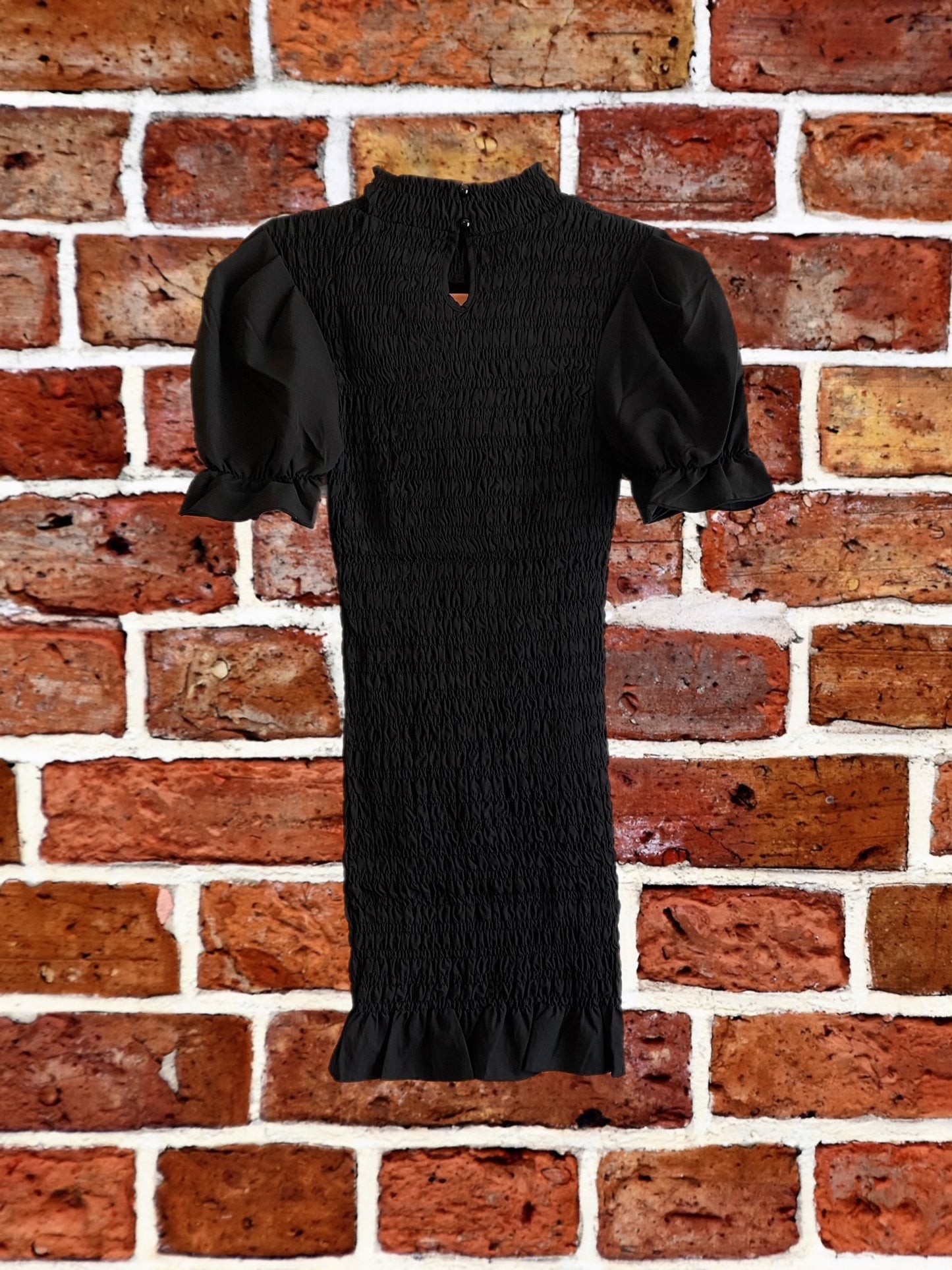 Form Fitting Black Ruffled Dress