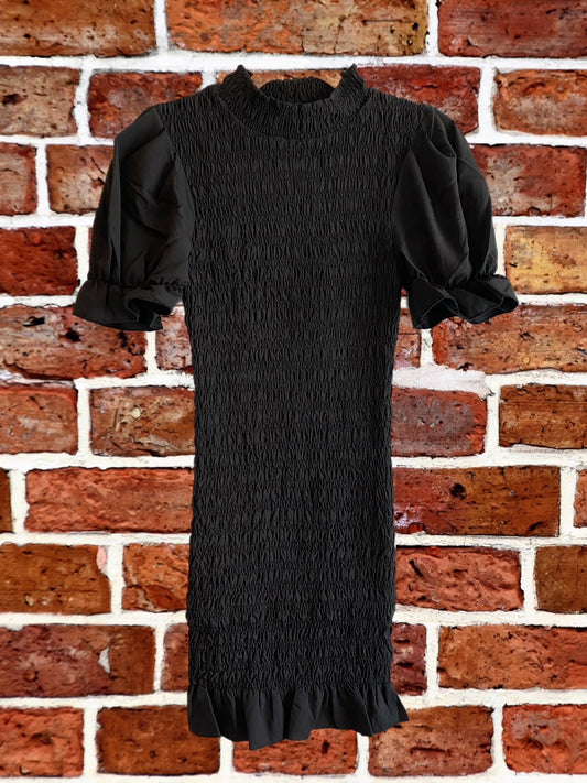 Form Fitting Black Ruffled Dress