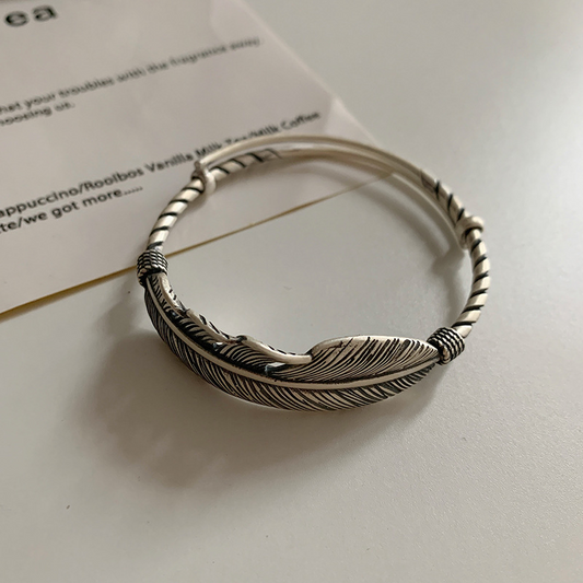 Feather Shaped Bangle Bracelet