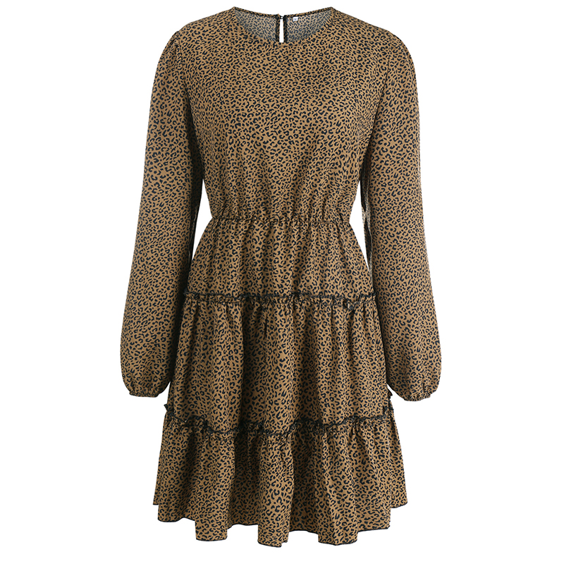 Leopard Print Long Sleeve Dress